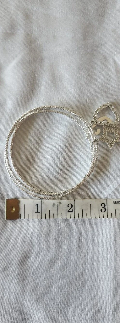 Silver Charm Bangle Set with Star, Initial J and Heart Charms